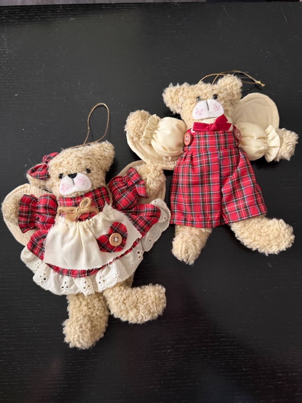 Plush Bear Christmas Ornament Duo in Red Plaid - Home Accents